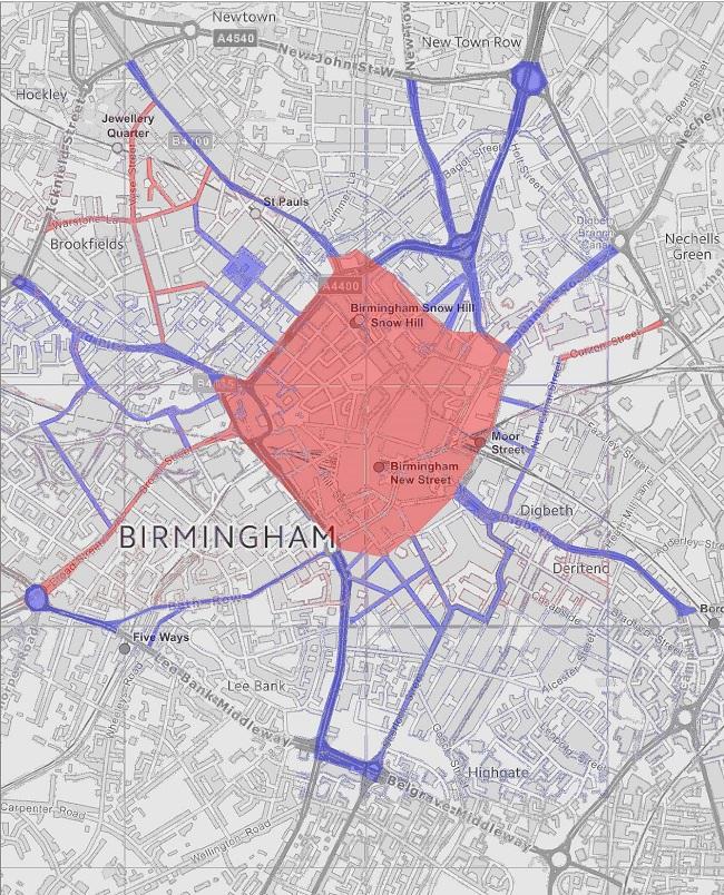 Map showing restricted area for highways permits